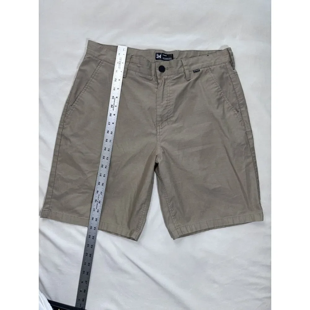 Hurley H2O-Dri Breathe Men's Walkshorts Size 34 Khaki Chino Stretch Golf Shorts